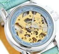 Blue Ladies  AUTOMATIC Skeleton watch with crystals